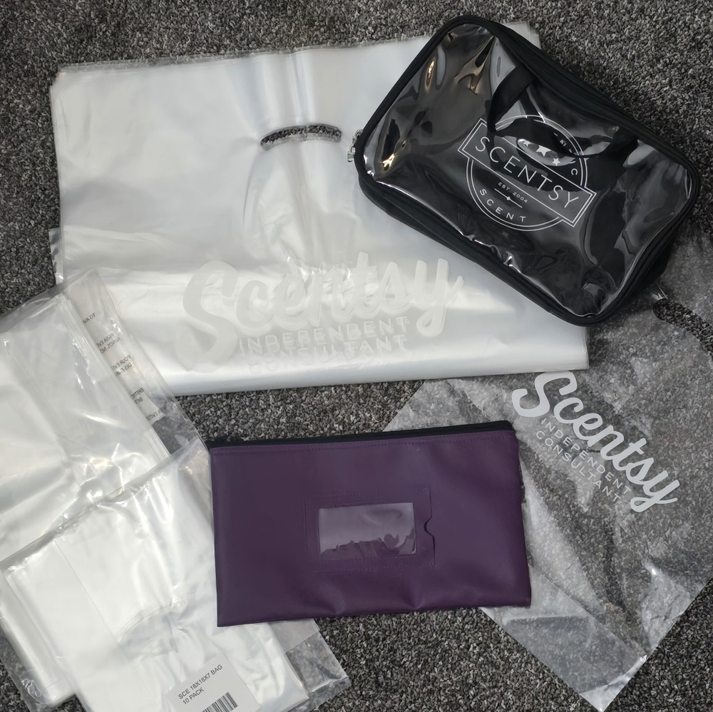Scentsy Consultant Business Supply  Bundle‎ Clear Bags Party Tester & Money Bag